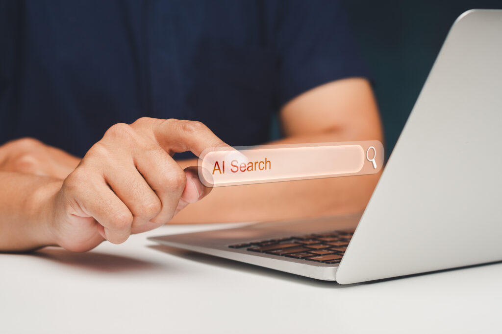 Online Search Bar On Laptop Screen Concept.